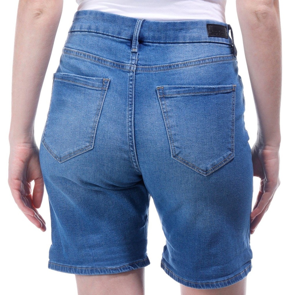 Nicole Miller Soho High Rise Denim Bermuda Shorts Size 6 Stretch Classic Blue - Picture 3 of 8